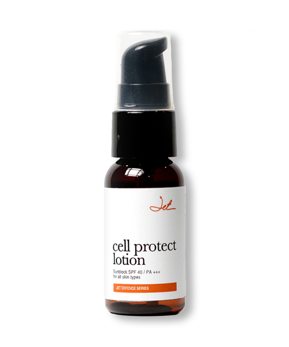 An image showing the Cell Protect Lotion, a sunblock developed by Jet Concepts.