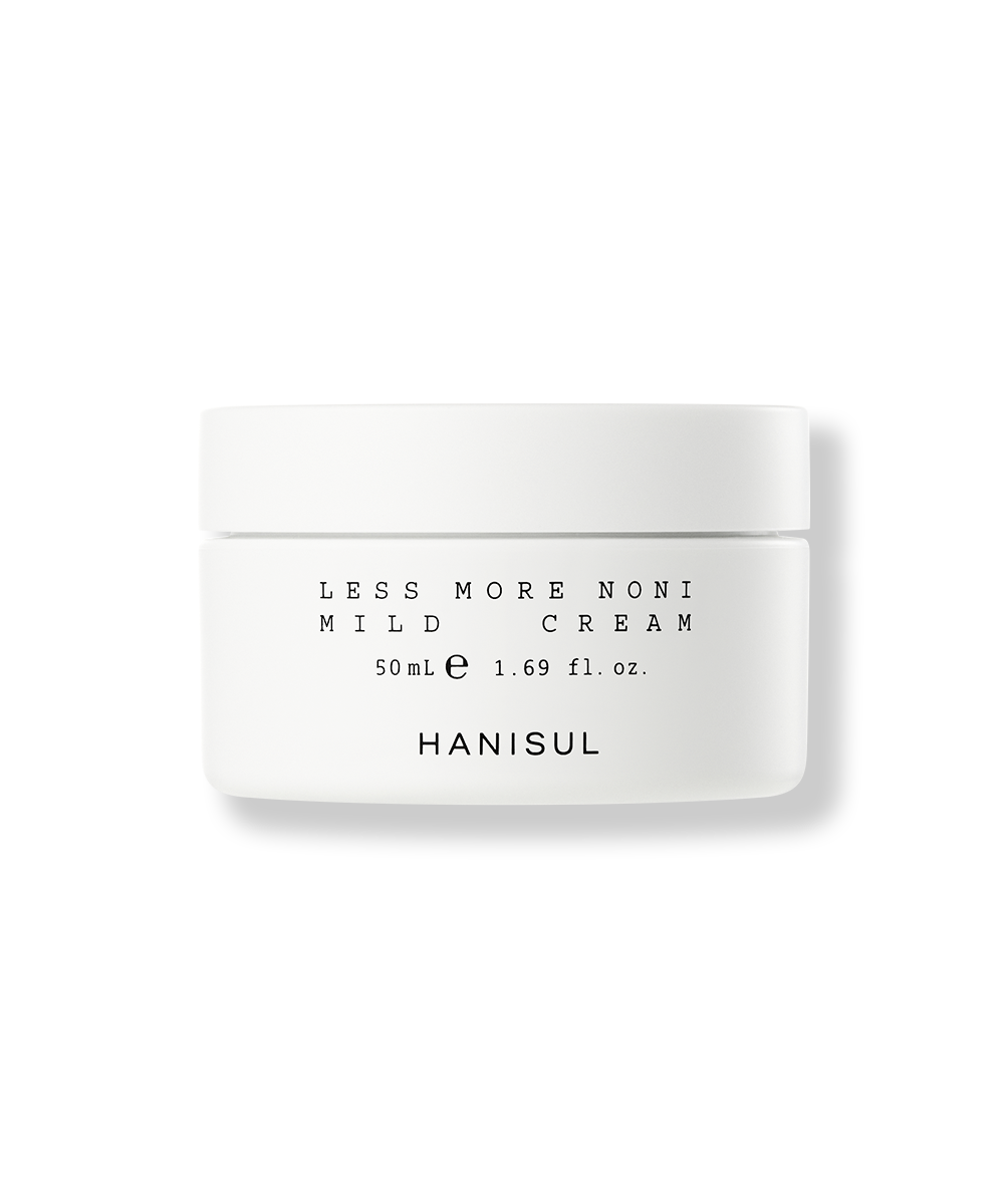 An image that shows the Less More Noni Mild Cream, a moisturising cream developed by Hanisul.