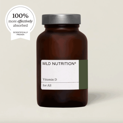 Image shows a bottle of Food-Grown® Vitamin D from Wild Nutrition.