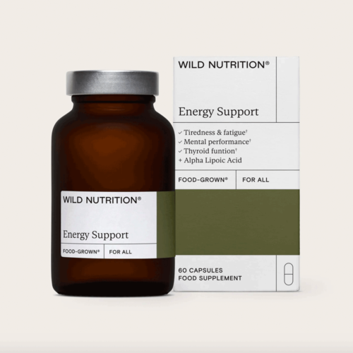 Image shows a bottle of Food-Grown® Energy Support from Wild Nutrition.