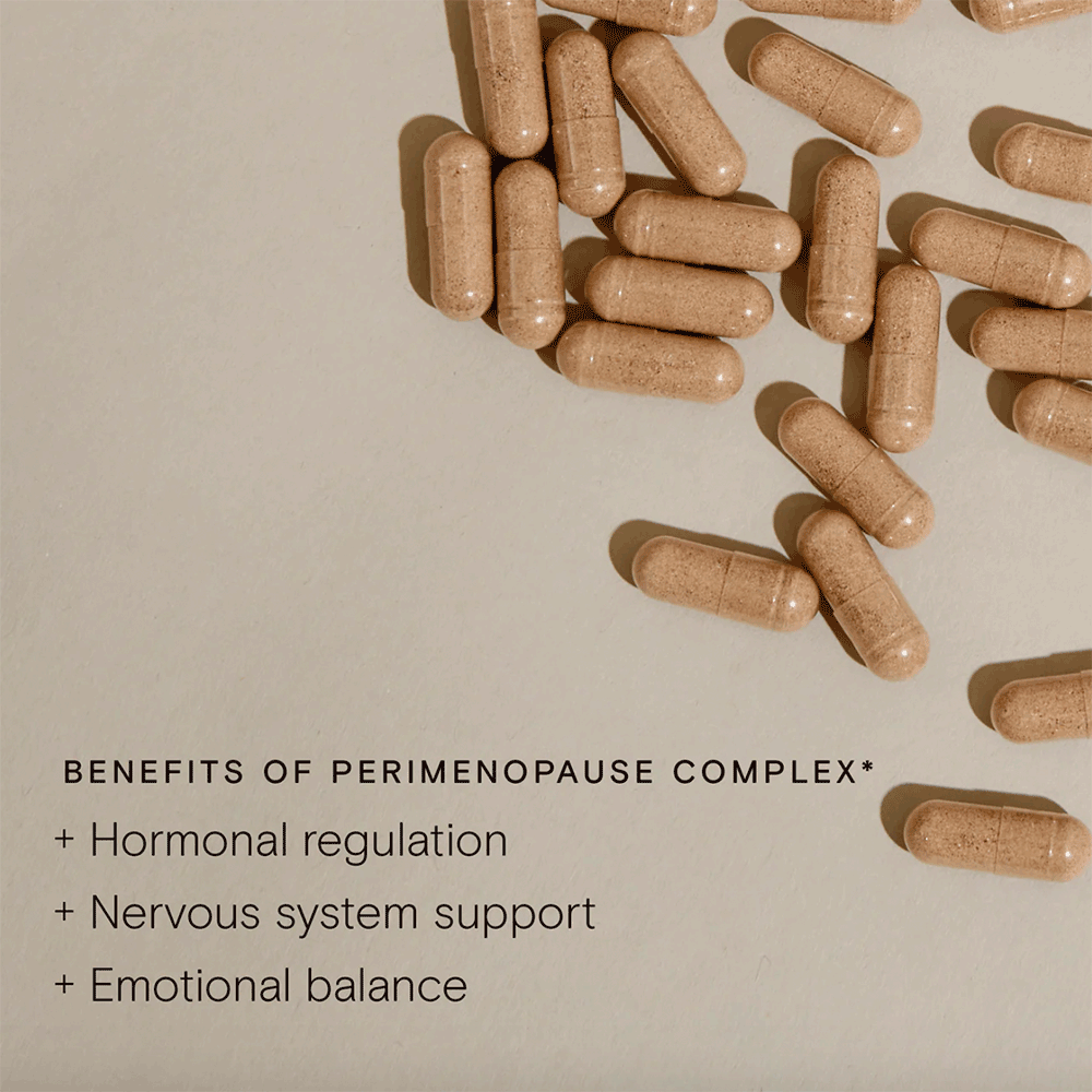 Image shows a bottle of Food-Grown® Perimenopause Complex from Wild Nutrition.