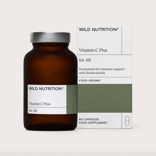 Image shows a bottle of Food-Grown® Vitamin C Plus from Wild Nutrition.